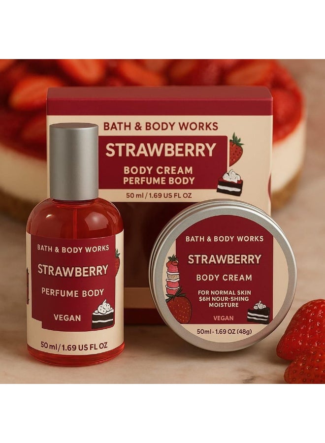 باث آند بودي وركس مجموعة هدايا بودي شوب "إصدار الفراولة المنعشة" - عطر صيفي 50 مل + كريم جسم مرطب 50 مل -  قطعتين في علبة أنيقة - Image 5